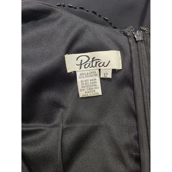 Patra Black Tiered Ruffle Mini Dress with Beaded Trim, Size 12 - Picture 2 of 6